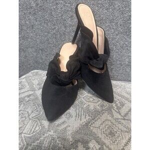 AD & Daughters McMahene Knotted Dress Mules Black Suede Slip On Pointed Toe 5.5